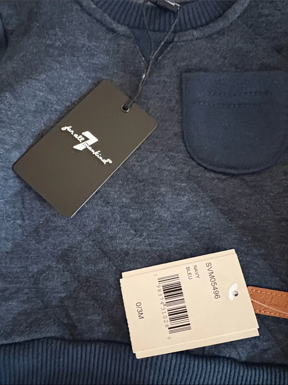 NWT 7 for all man kind Navy and Cream Toddler Varsity One-Piece Set